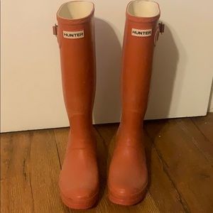 Red Matte Hunter Rain boots